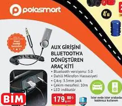 POLOSMART AUX GİRİŞİNİ BLUETOOTH’A DÖNÜŞTÜREN  ARAÇ KİTİ